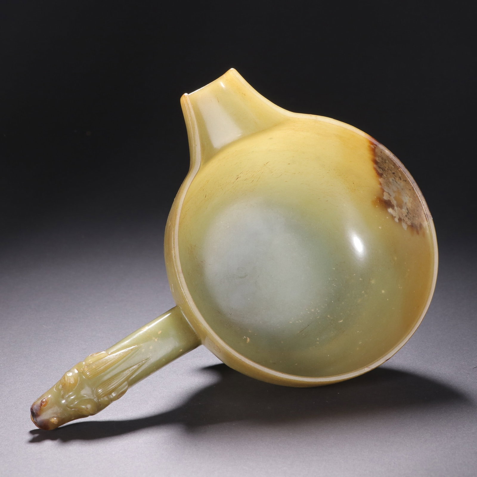 An Exquisite White Jade Chi-Dragon Pattern Dragon handle Spoon - 8