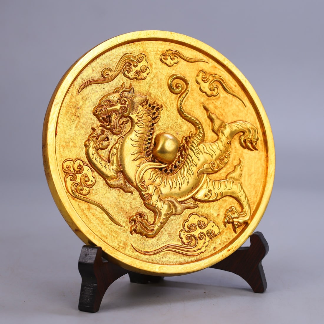 An Exquisite Gilt Bronze Dragon Pattern Mirror - 2
