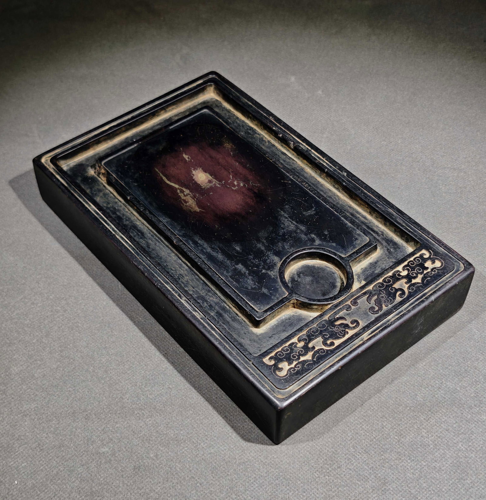 An Exquisite Dragon Pattern Inkstone,With Poem - 9