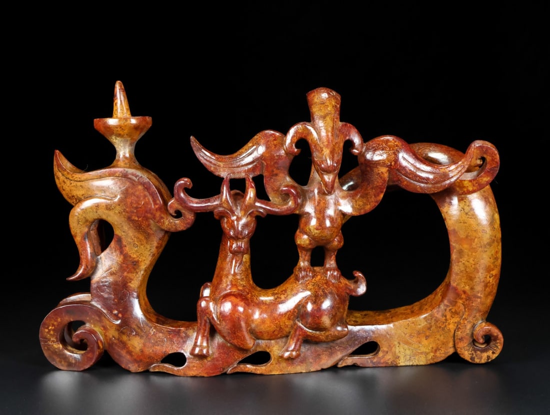An Exquisite White Jade Deer and Phoenix-Shaped Candlestick (1 of 9)