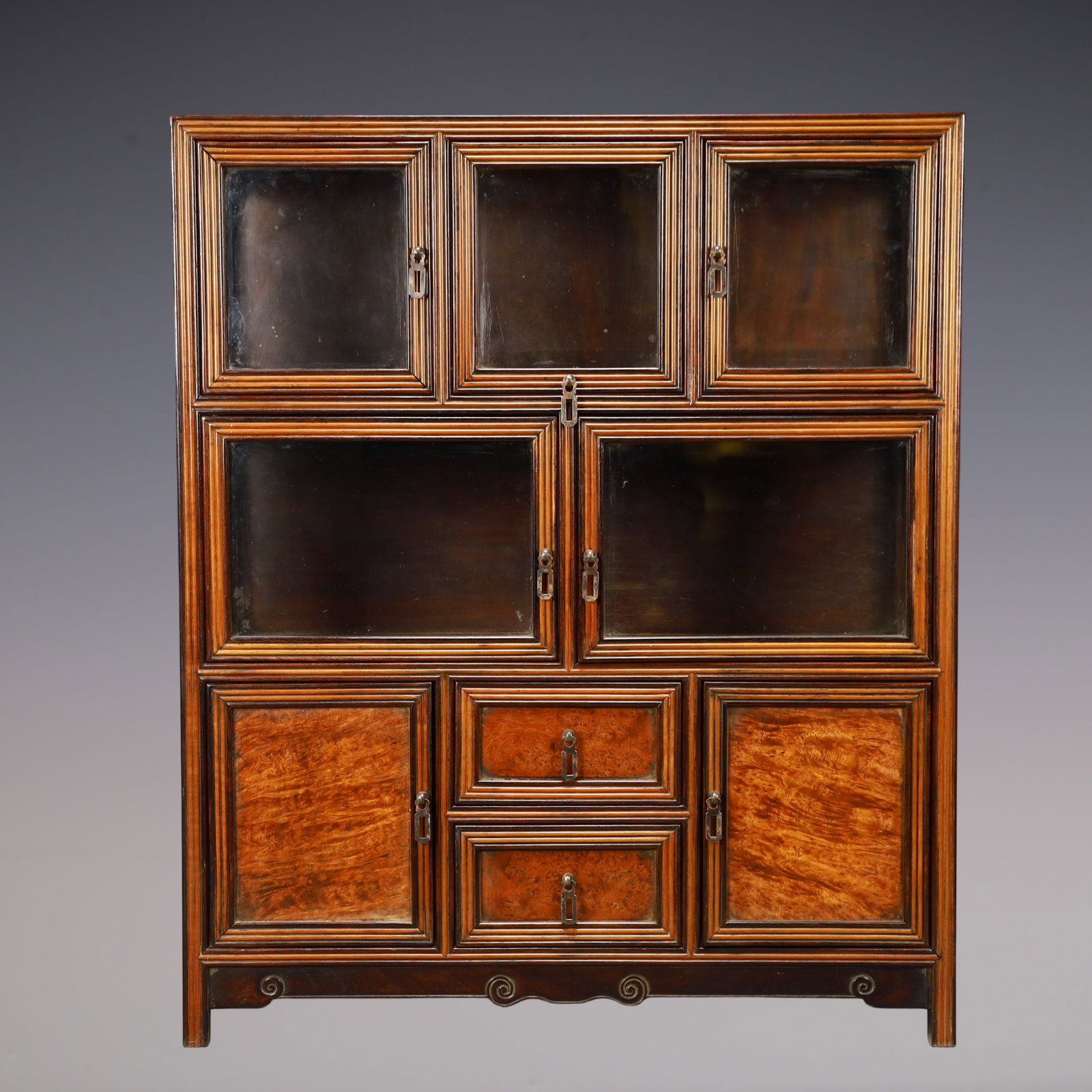 A Exquisite Zitanwood Cabinet: A Exquisite Zitanwood Cabinet Qing Dynasty, China Size:18.9inx6.3inx22.8in Weight:7800g紫檀木柜子 中国清代 Size:48cmx16cmx58cm Weight:7800g