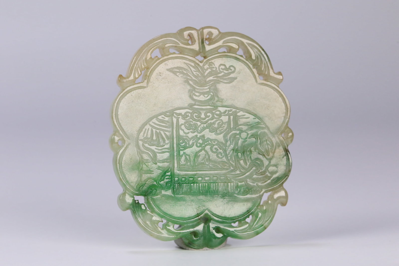 An Exquisite Jadeite Elephant Pattern Pendant: An Exquisite Jadeite Elephant Pattern Pendant,Qing