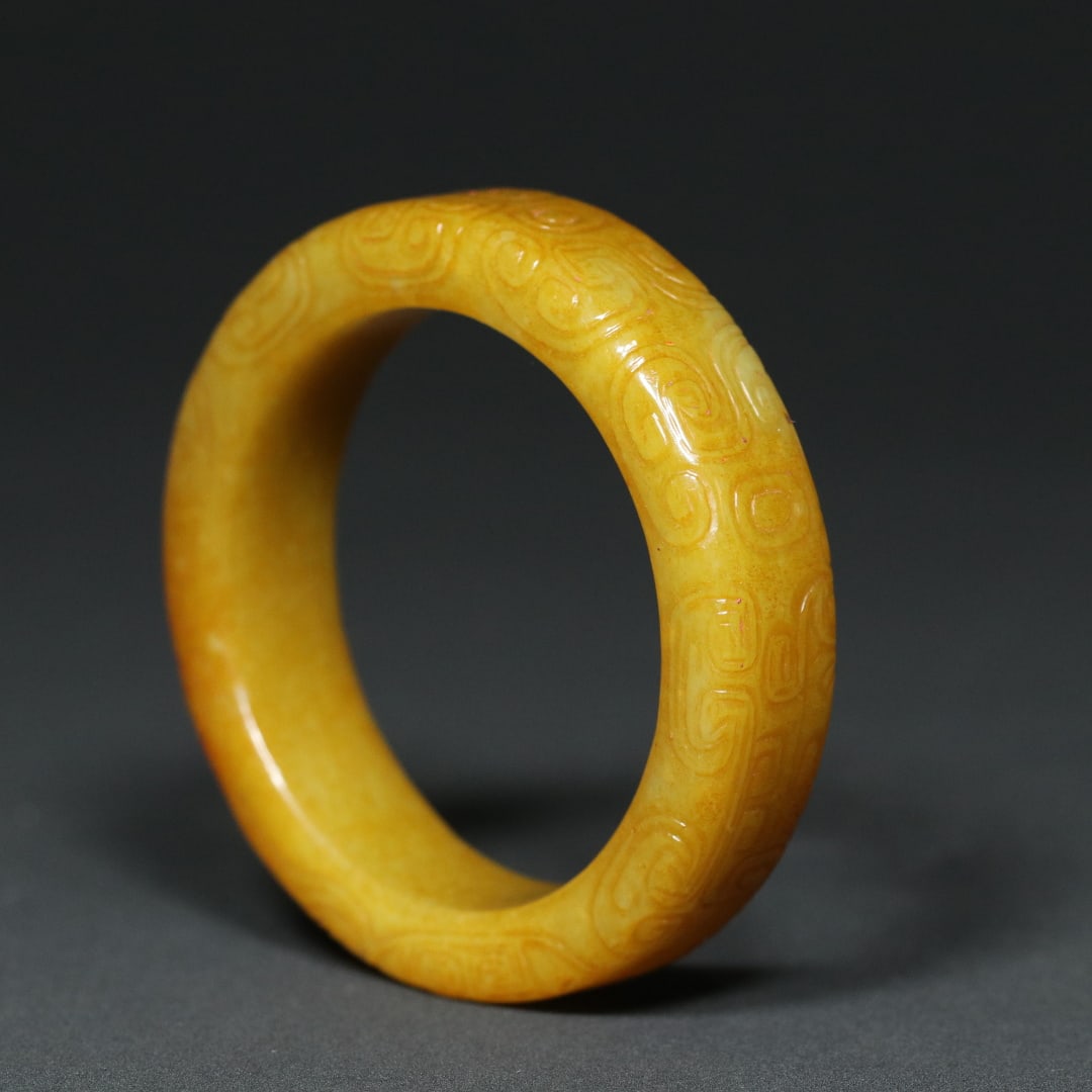 An Exquisite White Jade Beast-Face Pattern Bracelets - 4