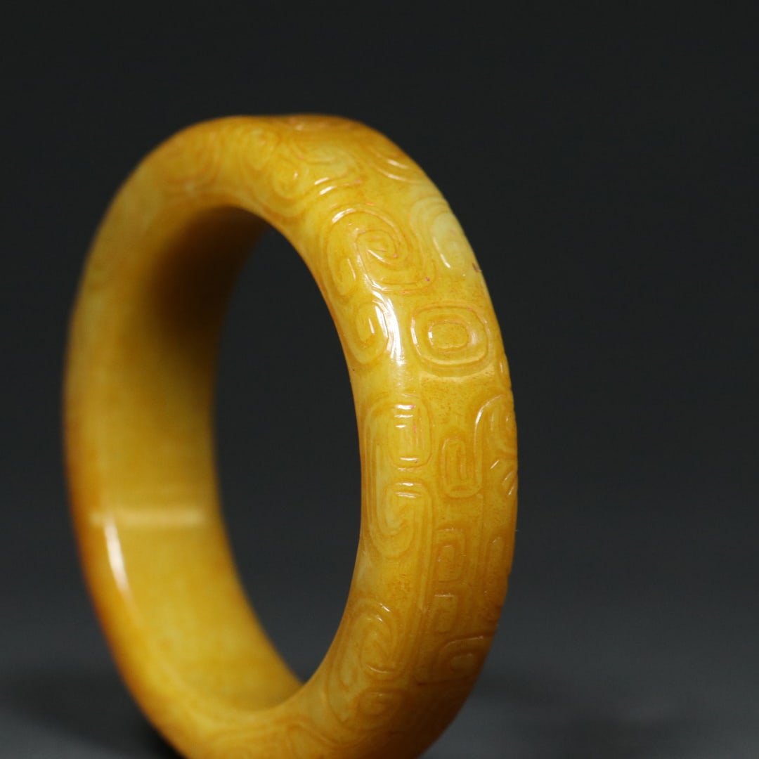 An Exquisite White Jade Beast-Face Pattern Bracelets - 5