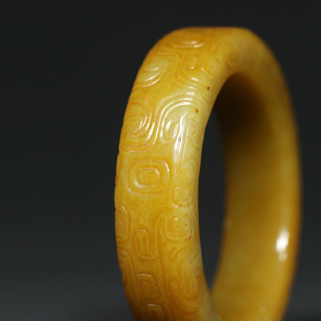 An Exquisite White Jade Beast-Face Pattern Bracelets - 7