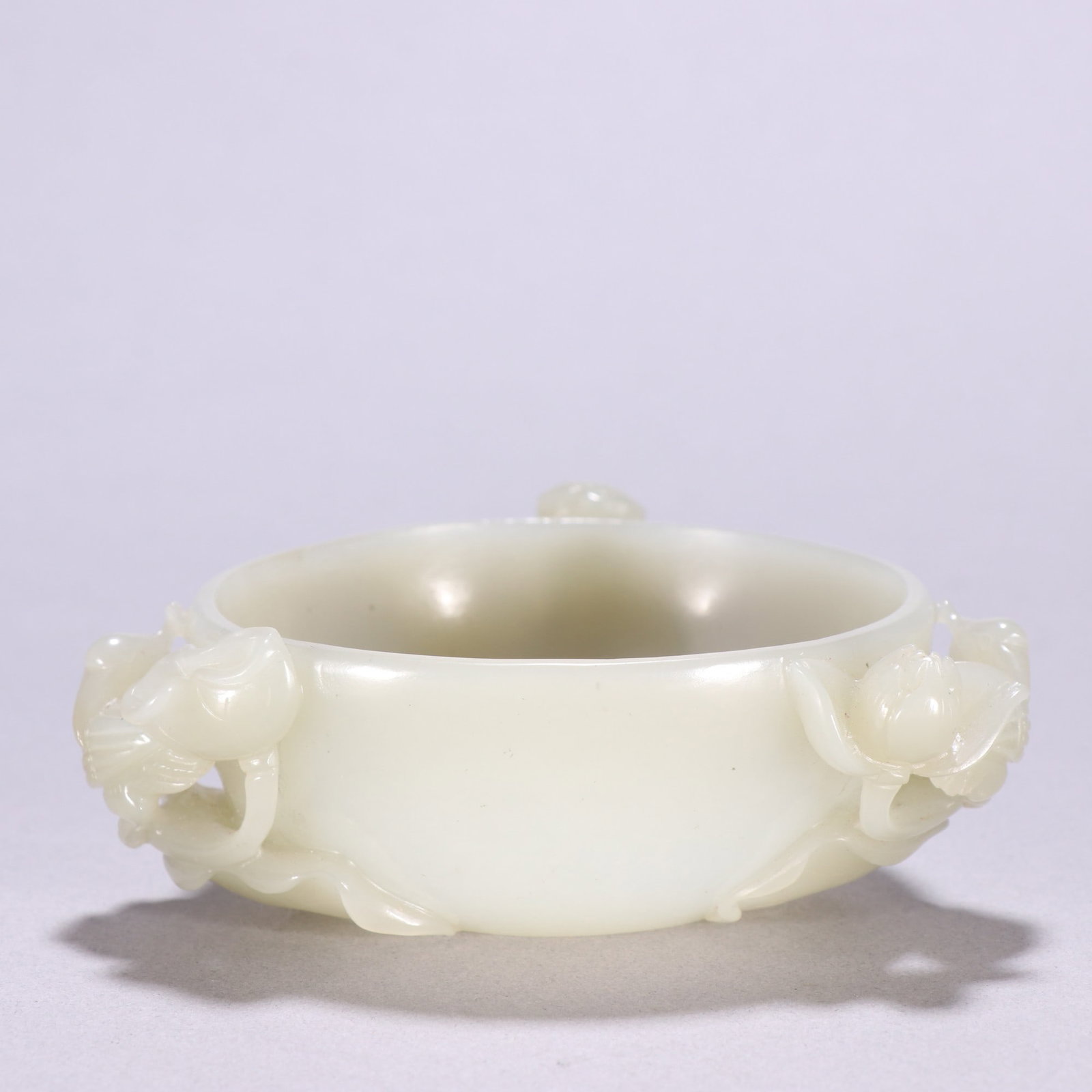 An Exquisite White Jade Crane Pattern Brush Washer - 6