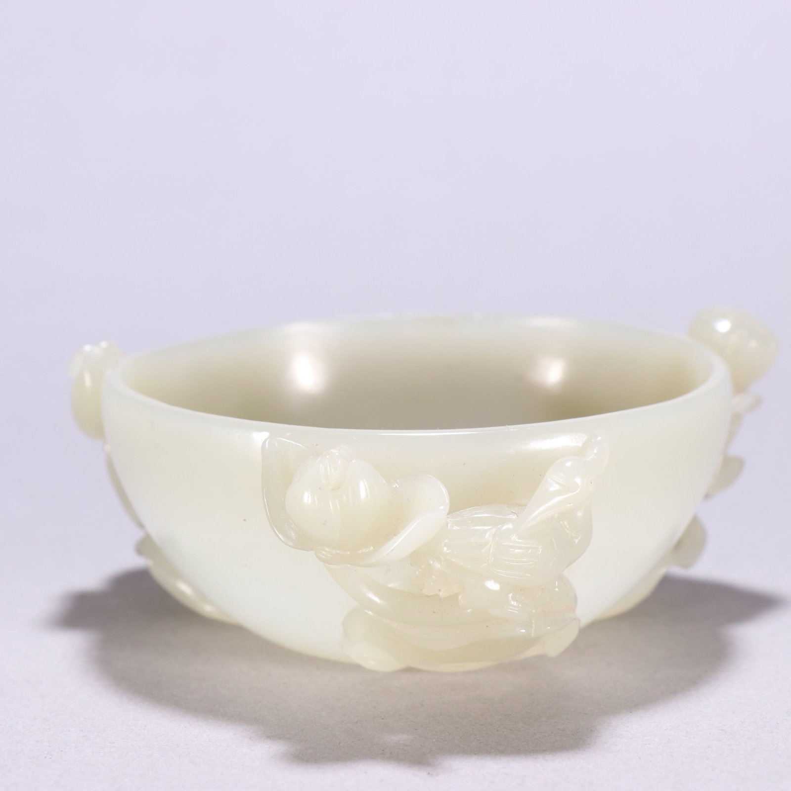 An Exquisite White Jade Crane Pattern Brush Washer - 7