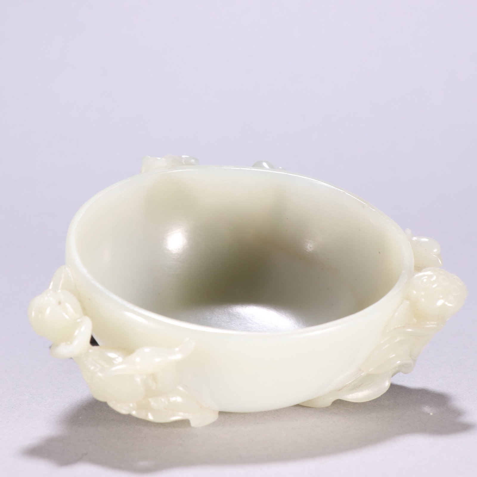 An Exquisite White Jade Crane Pattern Brush Washer - 8