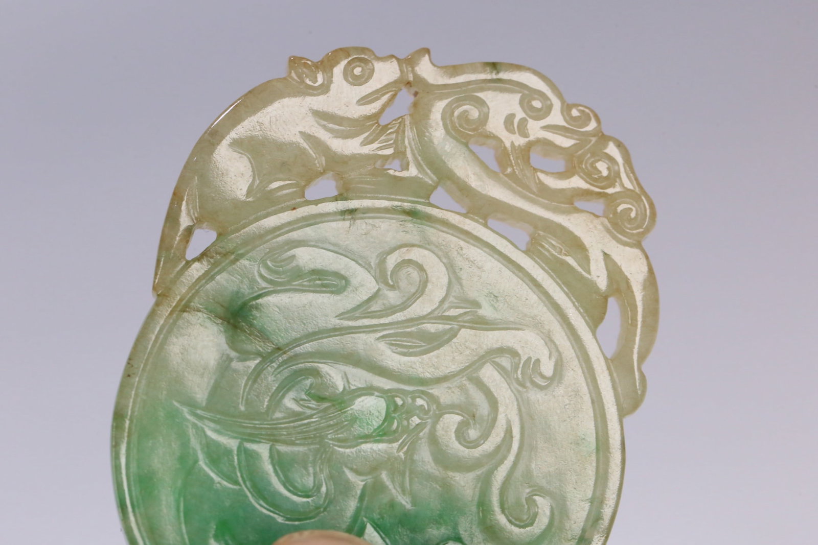 An Exquisite Jadeite Auspicious Beast Dragon Pattern Pendant - 7