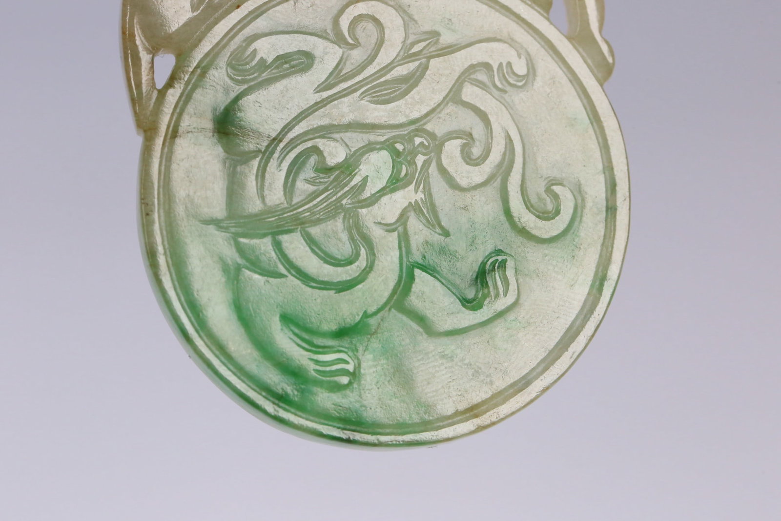An Exquisite Jadeite Auspicious Beast Dragon Pattern Pendant - 8