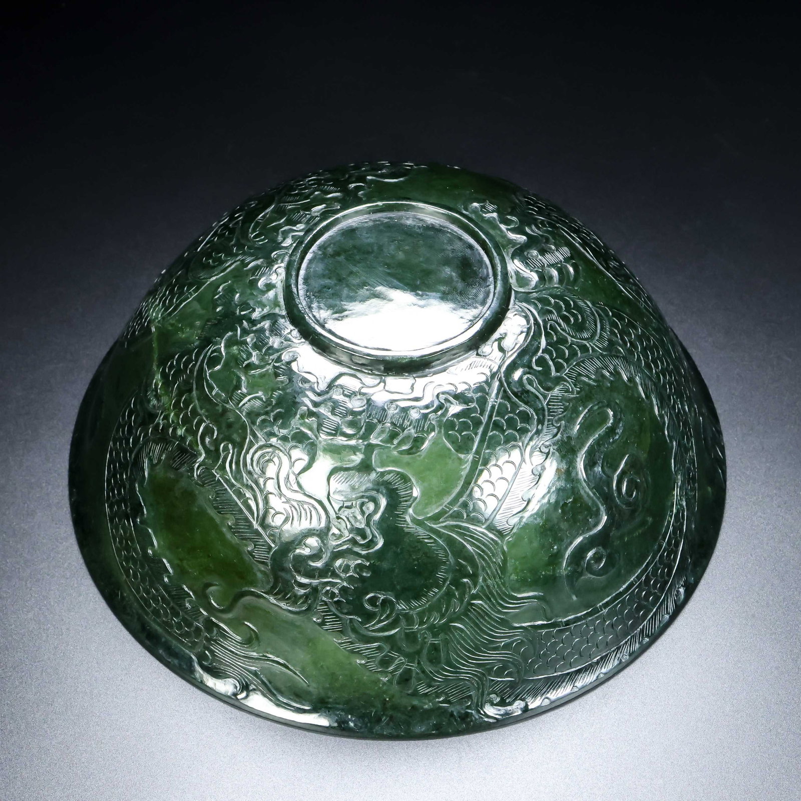 An Exquisite Jasper Dragon Pattern Bowl - 9