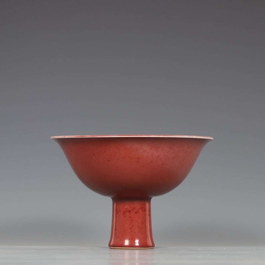 An Exquisite Ruby red-Glazed Stem Cup - 2