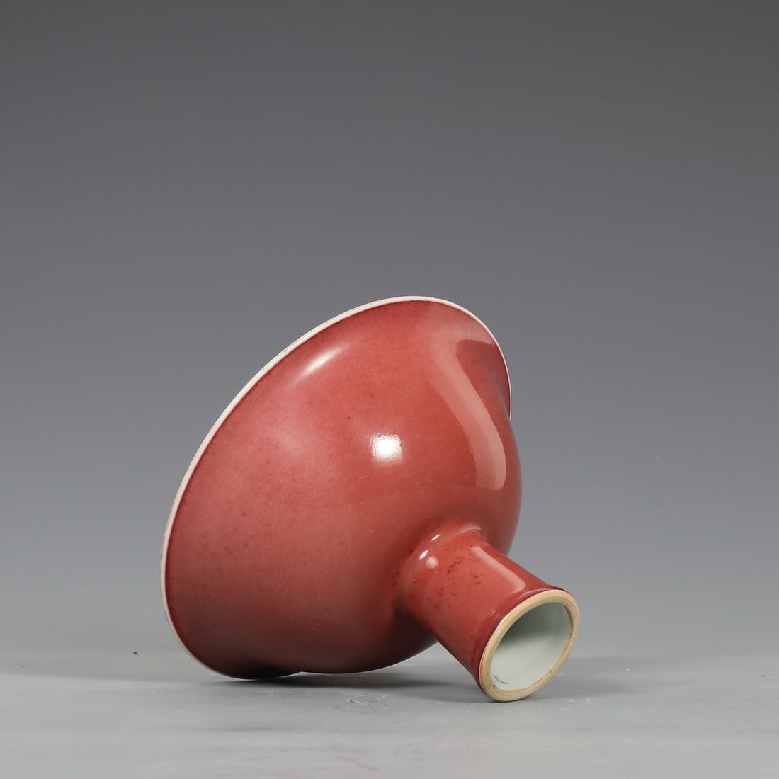 An Exquisite Ruby red-Glazed Stem Cup - 6