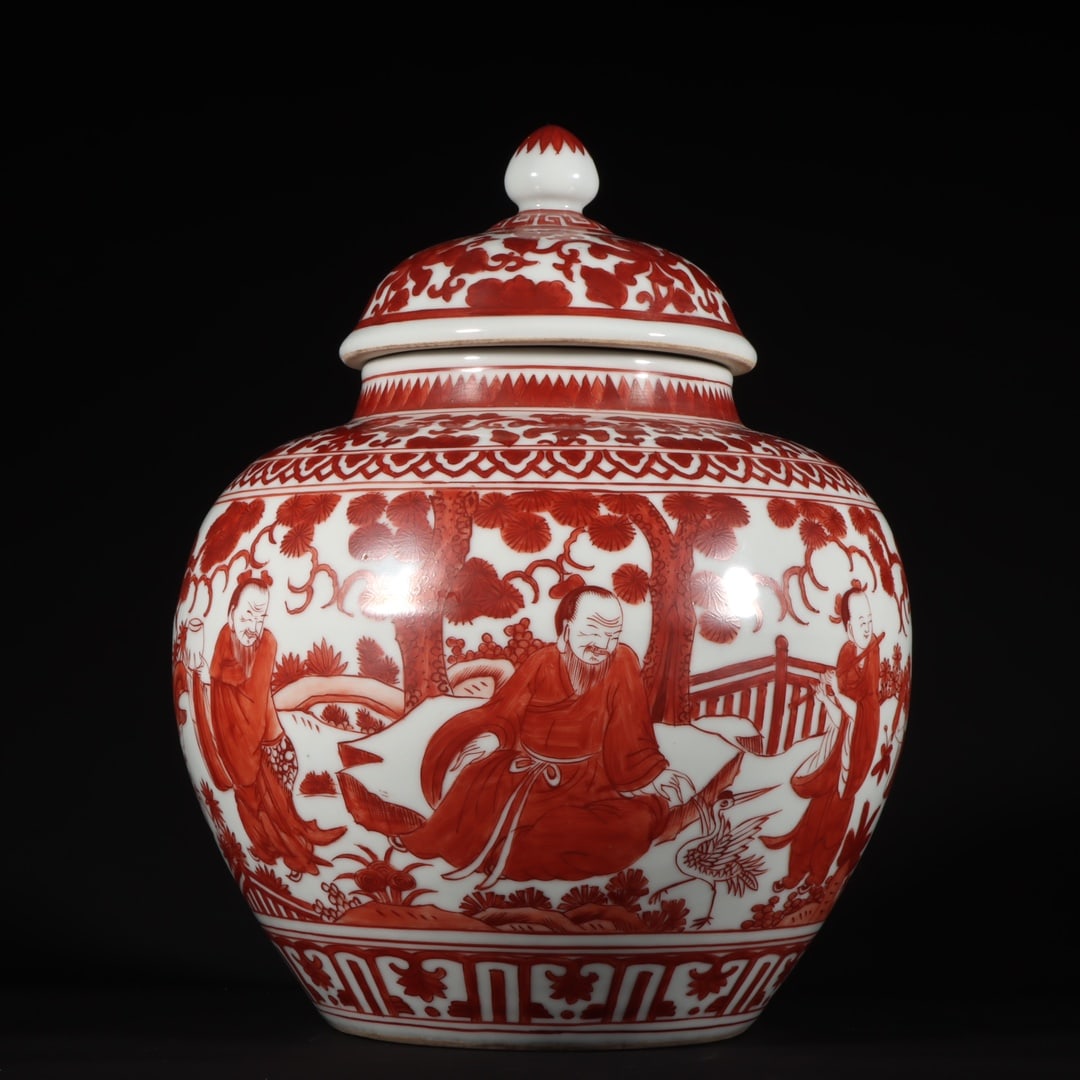 An Exquisite Iron-Red Figure Pattern Jar with Cover: An Exquisite Iron-Red Figure Pattern Jar with Cover,Ming Dynasty,China,Jiajing Six-character