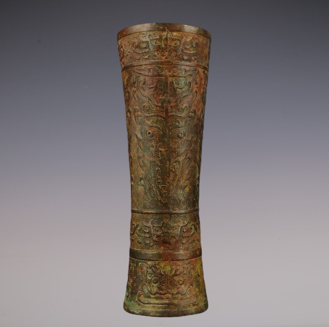 An Archaic Bronze Beast-Face Pattern Cup - 5