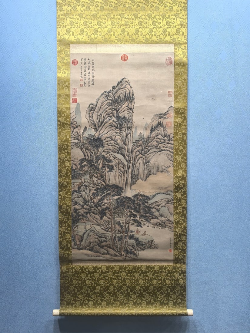 A Chinese Vertical Scroll Ink Painting of Landscape and Figure on Paper,Zhang Zongchang: A Chinese Vertical Scroll Ink Painting of Landscape and Figure on Paper,Zhang Zongchang,Size:(Without