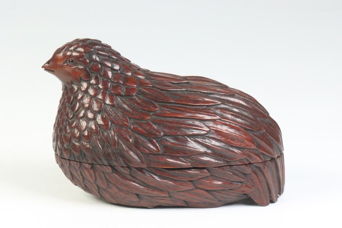 An Exquisite Boxwood Bird-Shaped Box with Cover: An Exquisite Boxwood Bird-Shaped Box with Cover,Qing