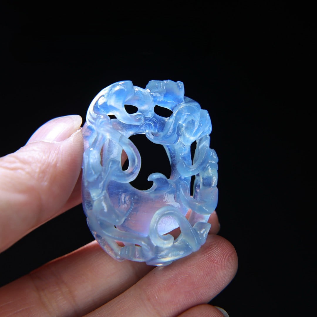 An Exquisite Aquamarine Chi-Dragon Pattern Pendant: An Exquisite Aquamarine Chi-Dragon Pattern Pendant,Qing