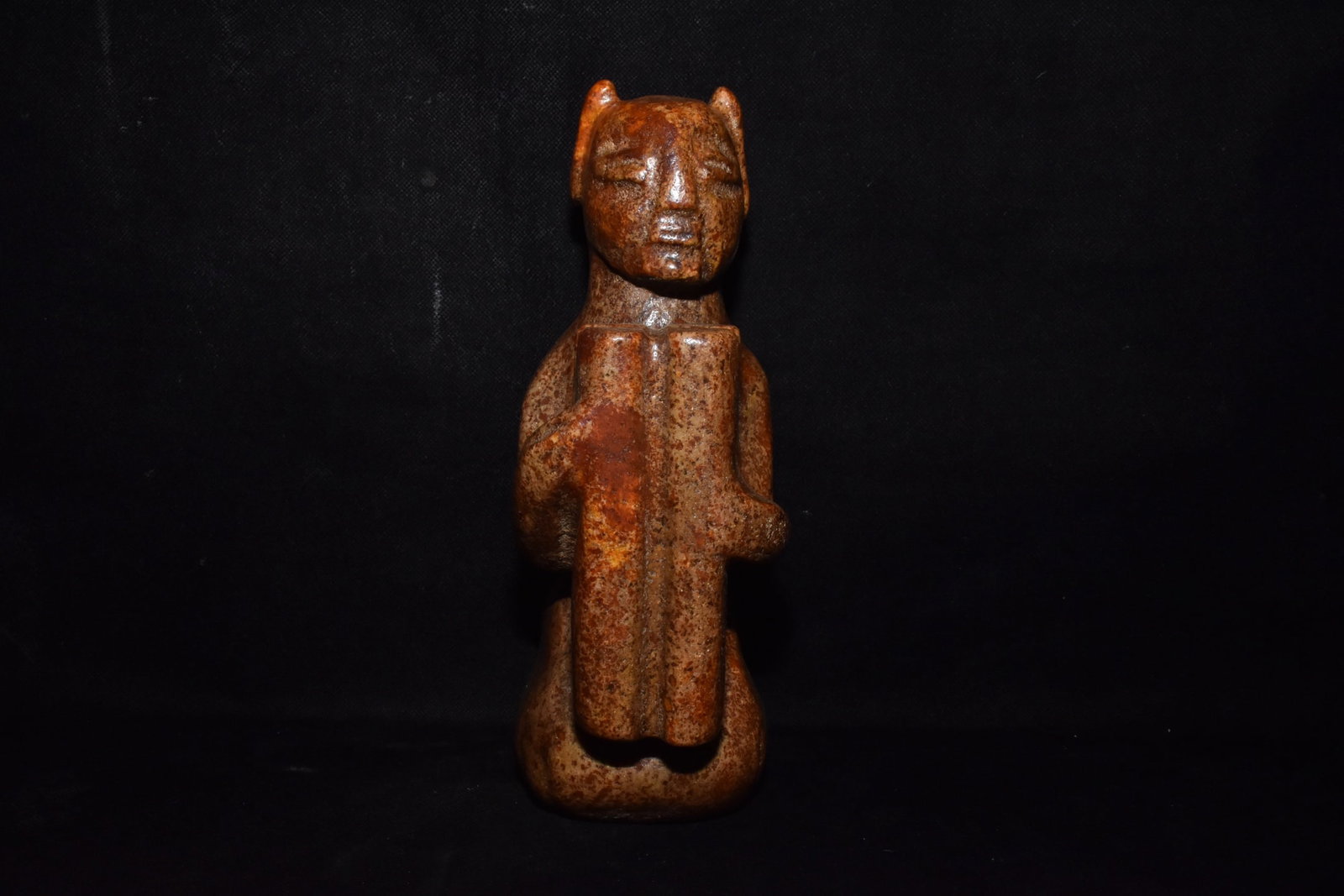 An Exquisite Meteorite Figure Ornament: An Exquisite Meteorite Figure Ornament,Hongshan Culture,Size:5.9inx9.6in,Weight:3370g陨石人物摆件,红山文化,Size:15cmx24.5cm,Weight:3370g