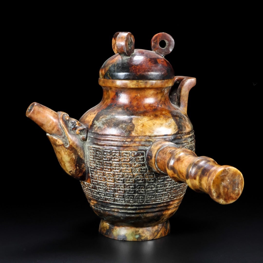 An Exquisite White Jade Ruyi Pattern Pot - 4