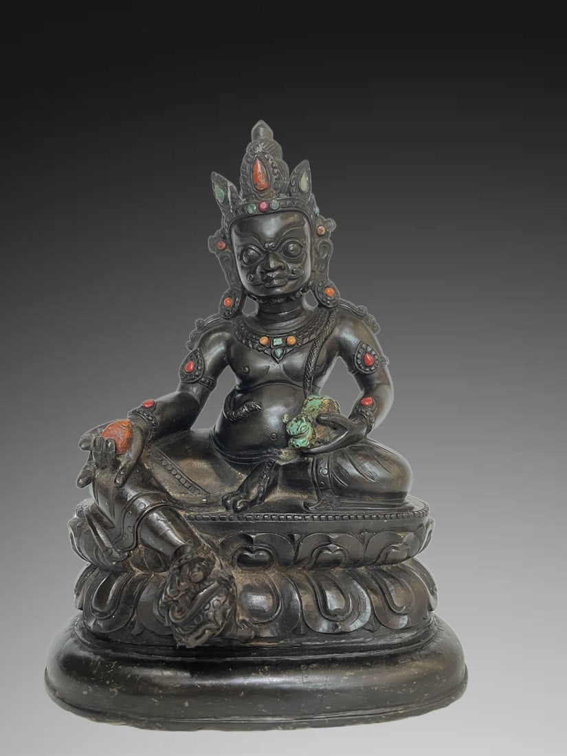An Exquisite Black Stone Inlaid Hundred Treasures Buddha Statue (1 of 11)