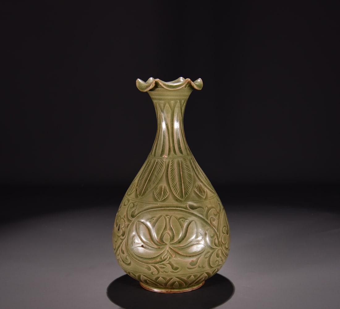 An Exquisite Yaozhou yao Celadon Carving Flower Pattern Vase (1 of 10)