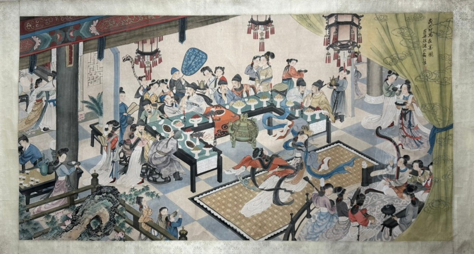 A Chinese Ink Painting of Figures on Paper: A Chinese Ink Painting of Figures on Paper,Modern Time of China,Xu Cao,without frame size:81.1inx42.5in
