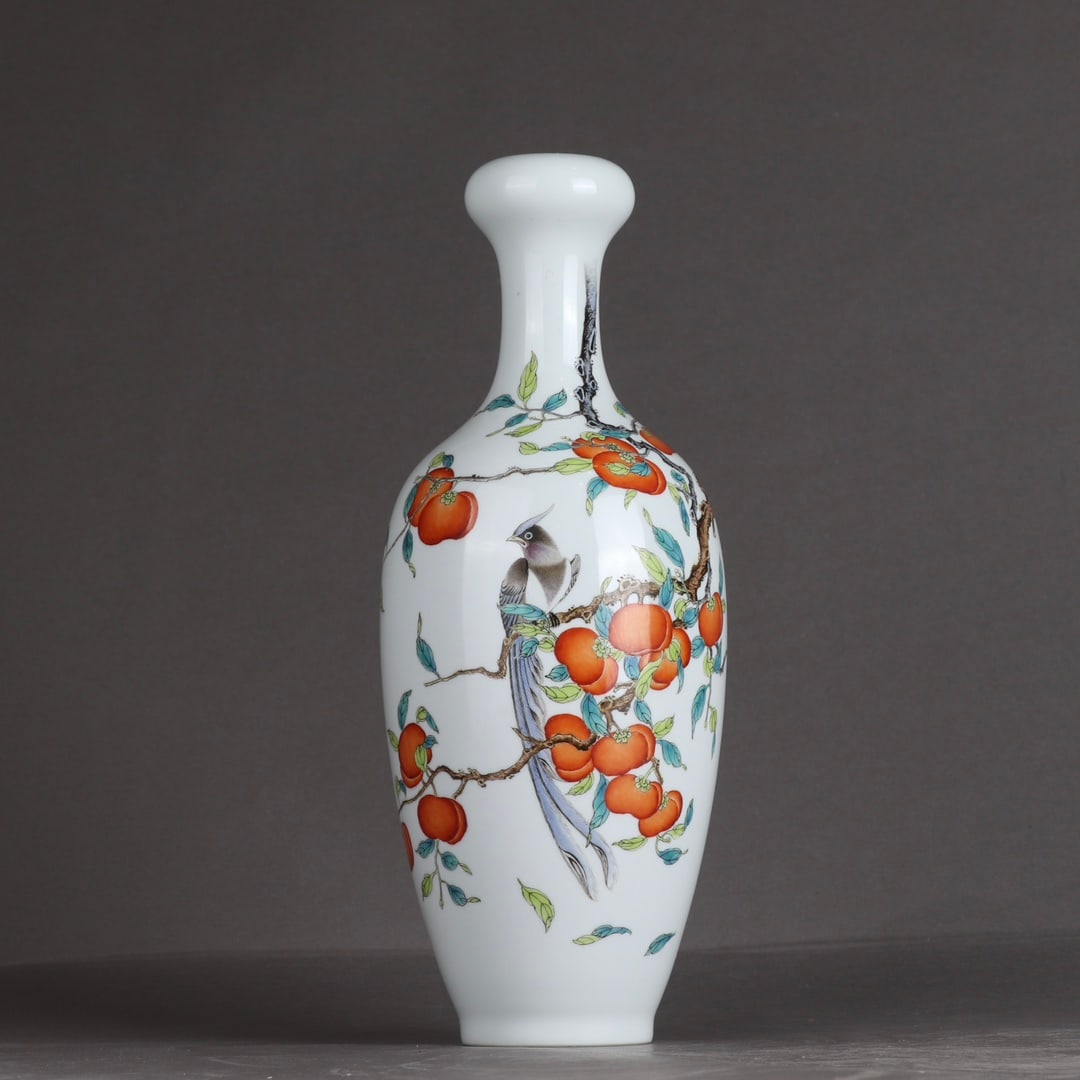 An Exquisite Enamel Flower and Bird Pattern Vase: An Exquisite Enamel Flower and Bird Pattern Vase,Qing Dynasty, China,Yongzheng Four-character Mark,Size:9.8inx3.9in 珐琅彩花鸟纹瓶,中国清