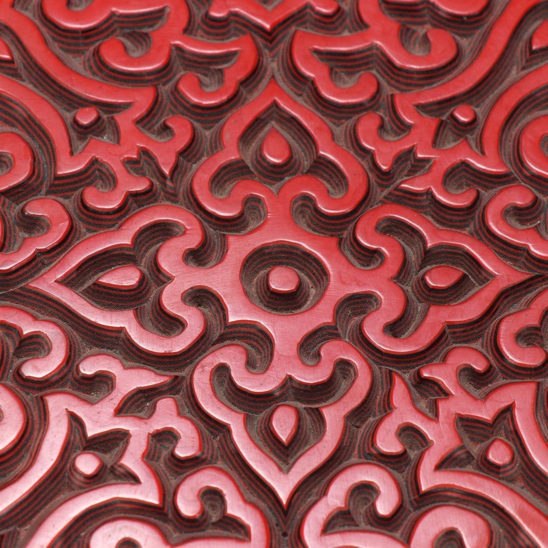 An Exquisite Carved Red Lacquerware Ruyi Pattern Box - 3
