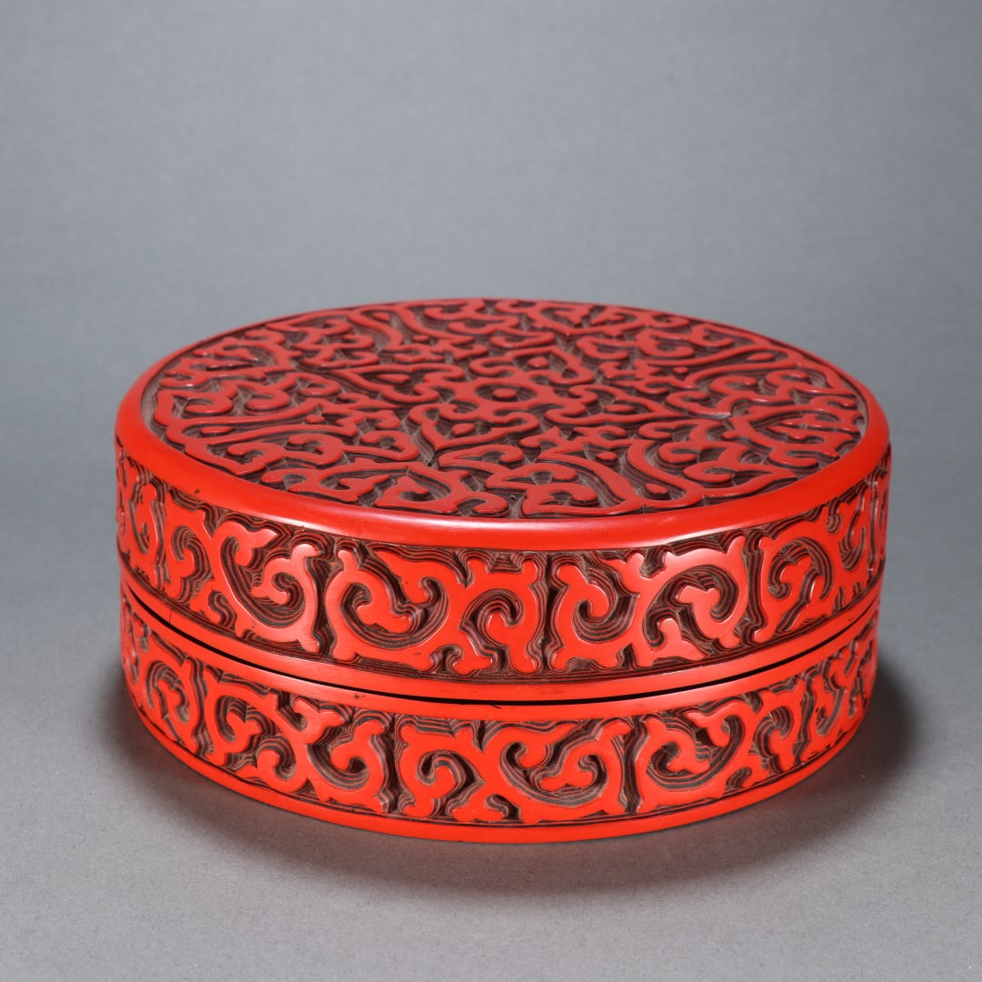 An Exquisite Carved Red Lacquerware Ruyi Pattern Box - 6
