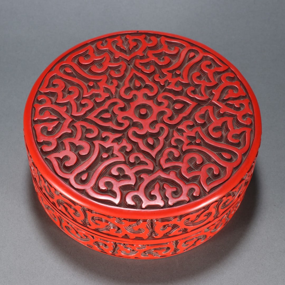 An Exquisite Carved Red Lacquerware Ruyi Pattern Box - 8