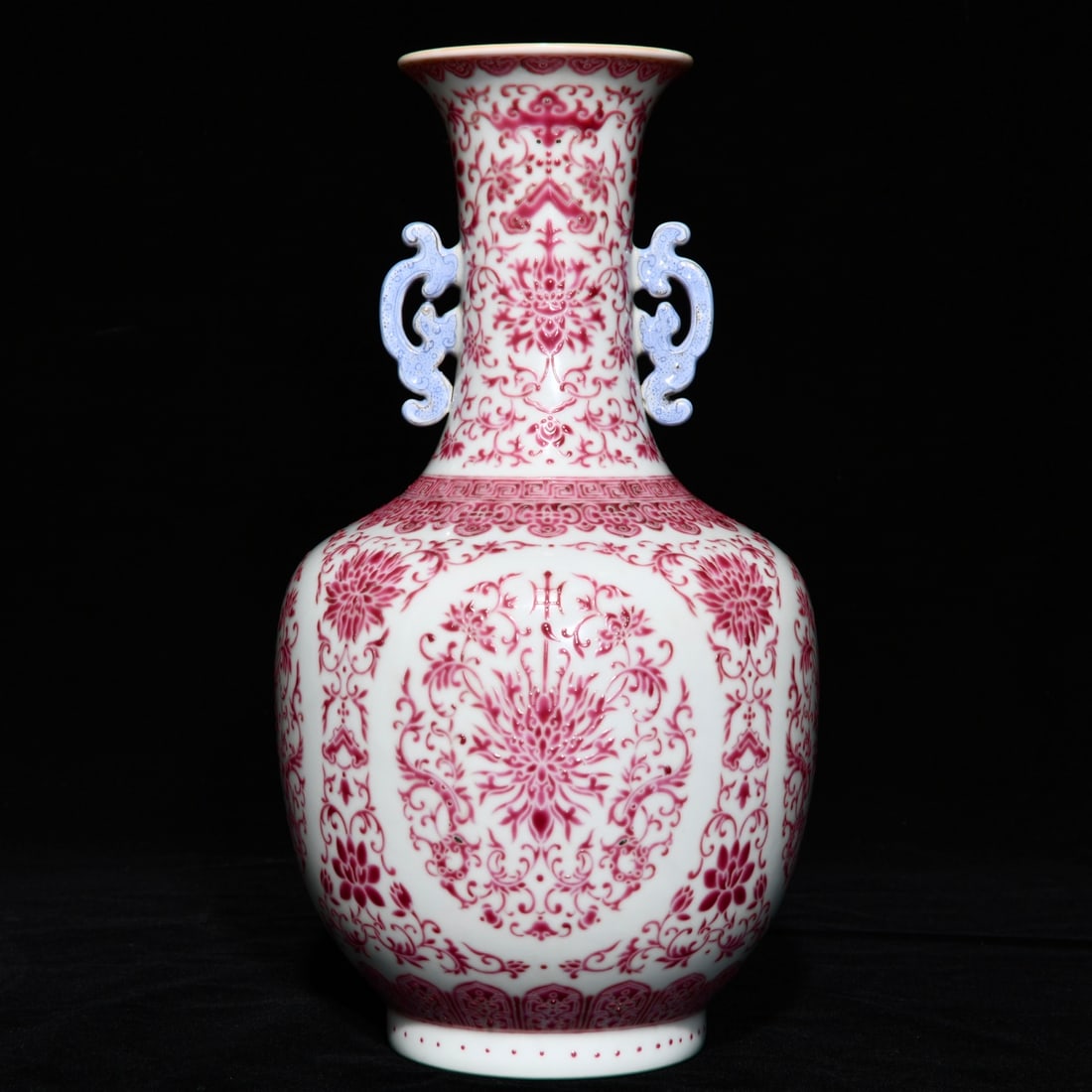 An Exquisite Agate Red Flower Pattern Double-Ears Vase - 3