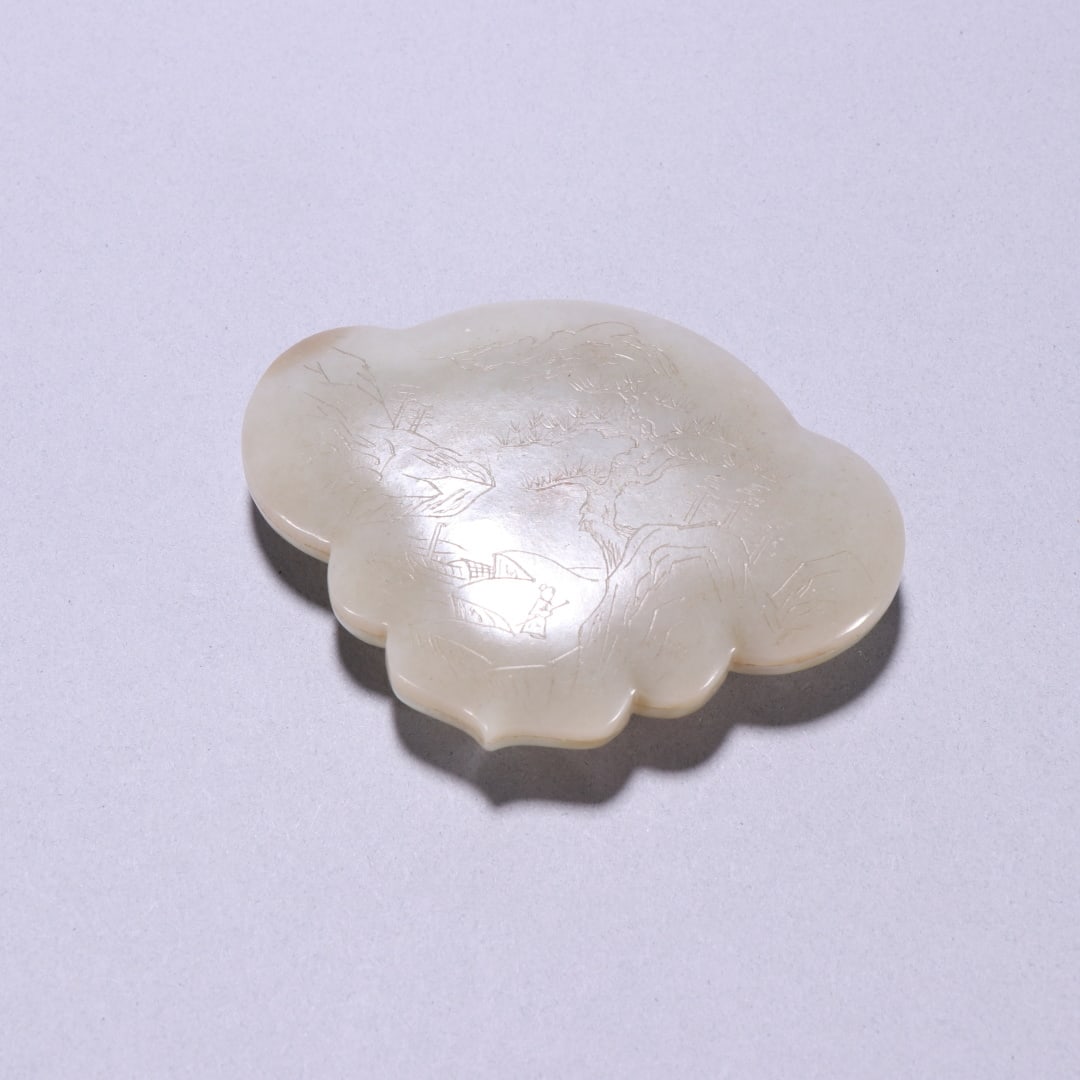 An Exquisite Hotan Jade Landscape and Figures Pattern Jar: An Exquisite Hotan Jade Landscape and Figures Pattern Jar,Qing Dynasty, China,Qianlong Four-character Mark,Size:2.8inx3.7in,Weight:91.4g 和田玉山水人物纹