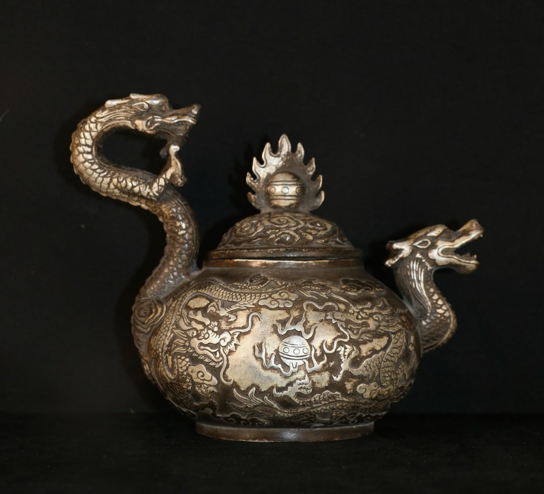 An Exquisite Silver-Gilt Copper Dragon Handle Ewer (1 of 10)