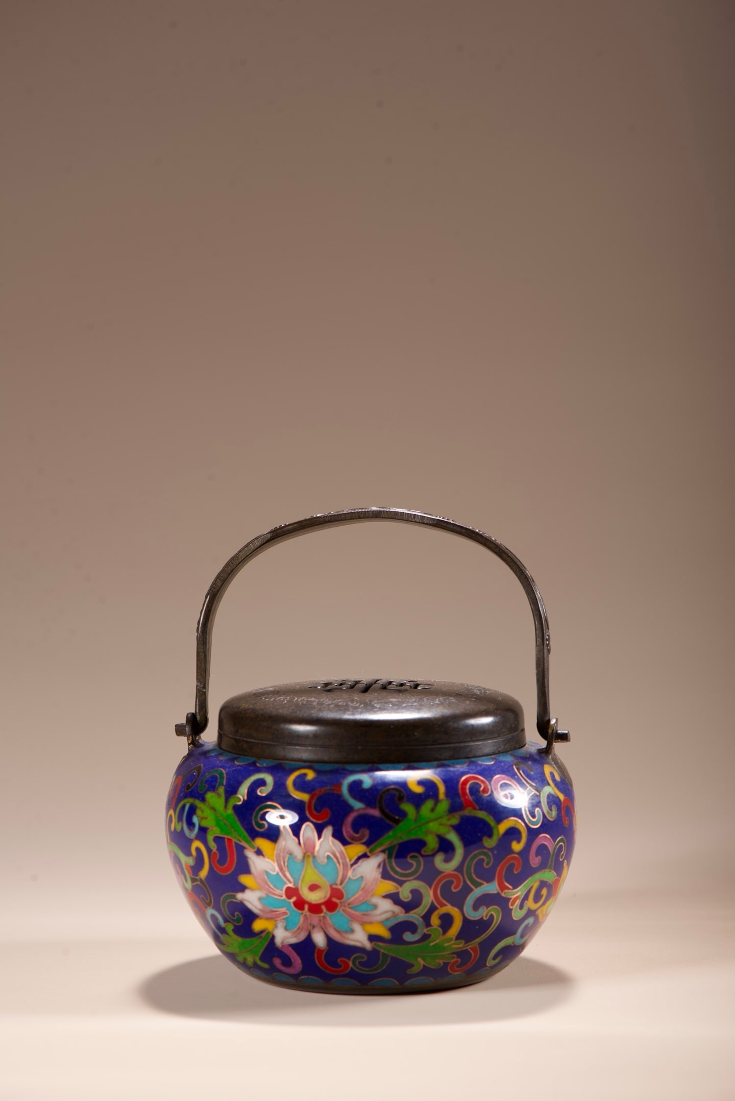 An Exquisite Cloisonne Lotus Pattern Censer: An Exquisite Cloisonne Lotus Pattern Censer,Ming Dynasty, China,Xuande Six-character Mark,Size:5.1inx4.7in ,Weight:935g
