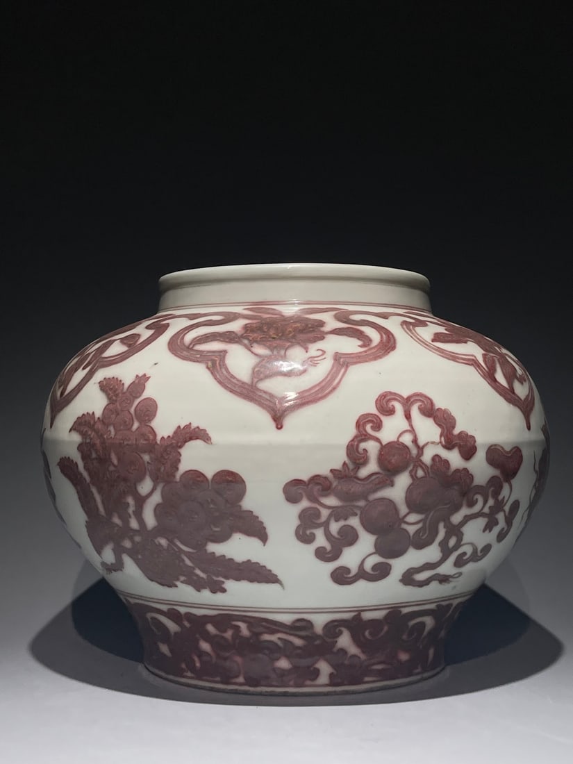 An Exquisite Underglaze-Red Melon and Fruit Pattern Jar - 4
