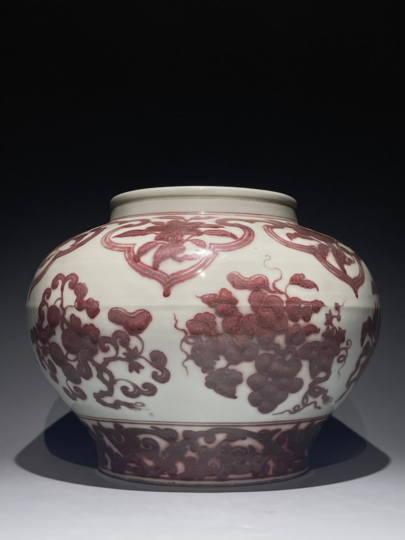 An Exquisite Underglaze-Red Melon and Fruit Pattern Jar - 5