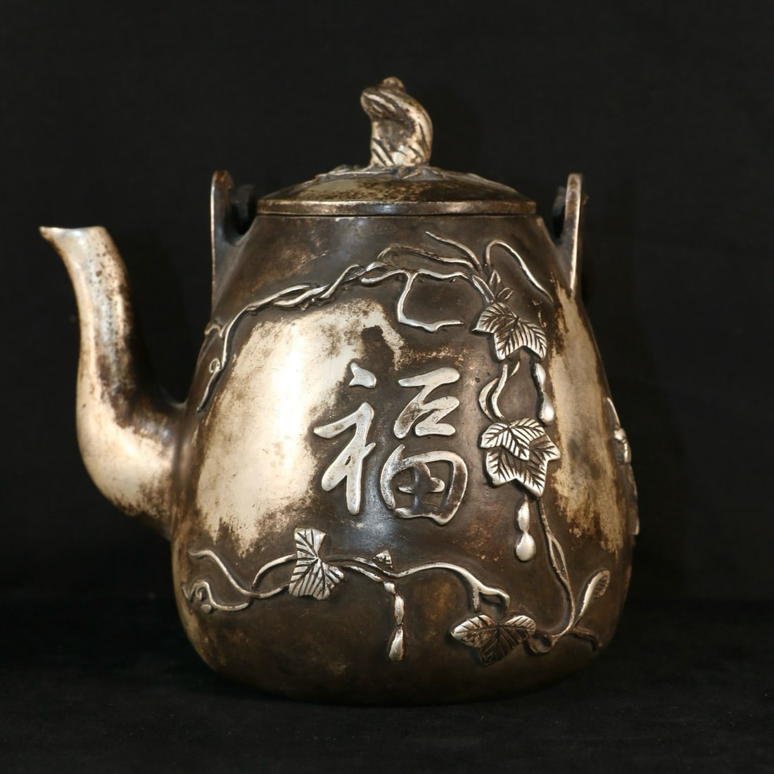 An Exquisite Silver-Gilt Copper Gourd Pattern Ewer - 2