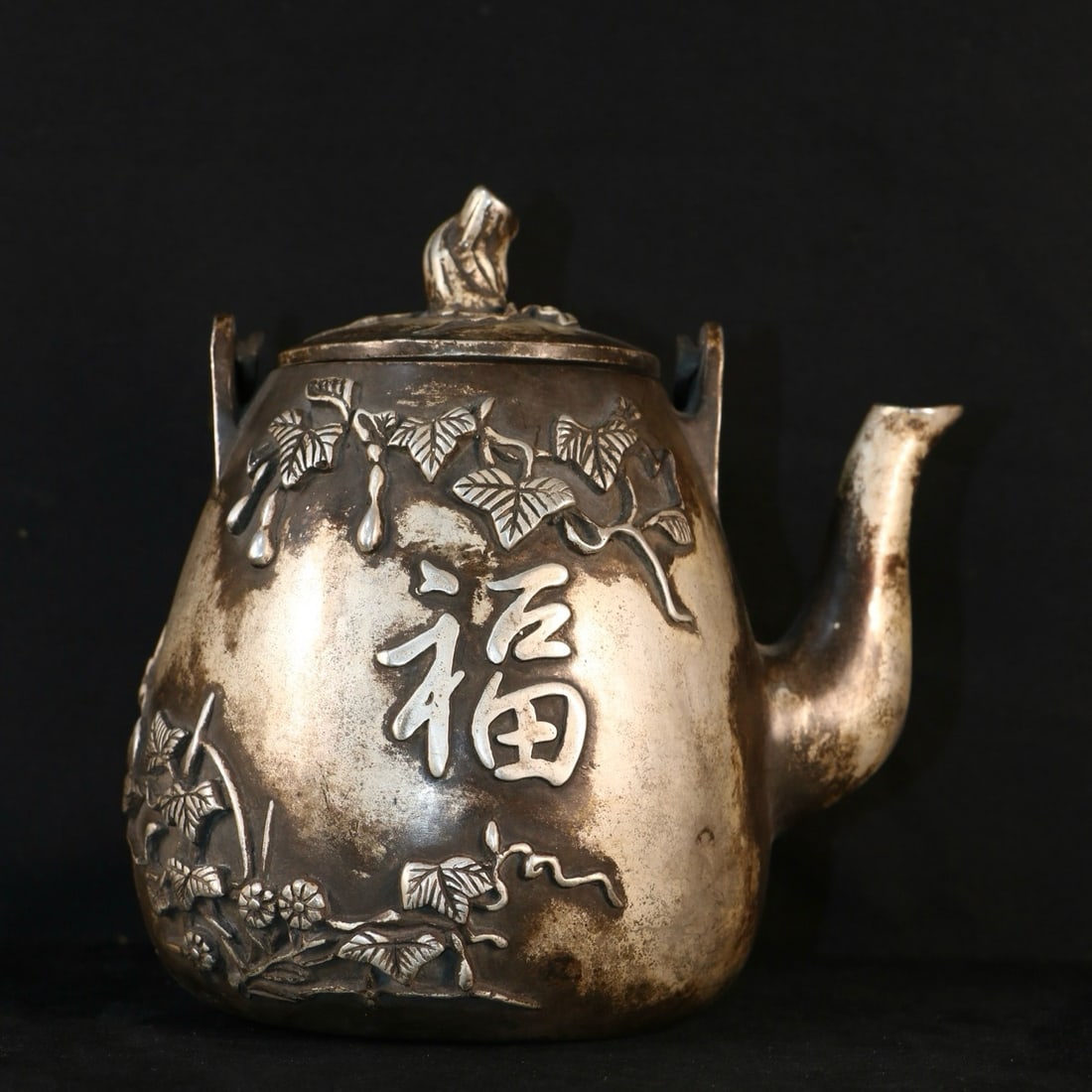 An Exquisite Silver-Gilt Copper Gourd Pattern Ewer - 3