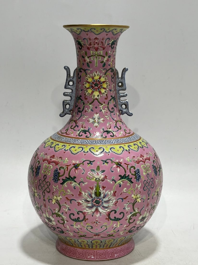 An Exquisite Ruby Red-Glazed Lotus Pattern Double-Ears Vase - 11