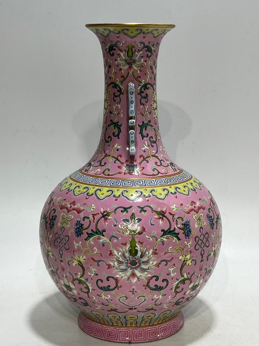 An Exquisite Ruby Red-Glazed Lotus Pattern Double-Ears Vase - 3