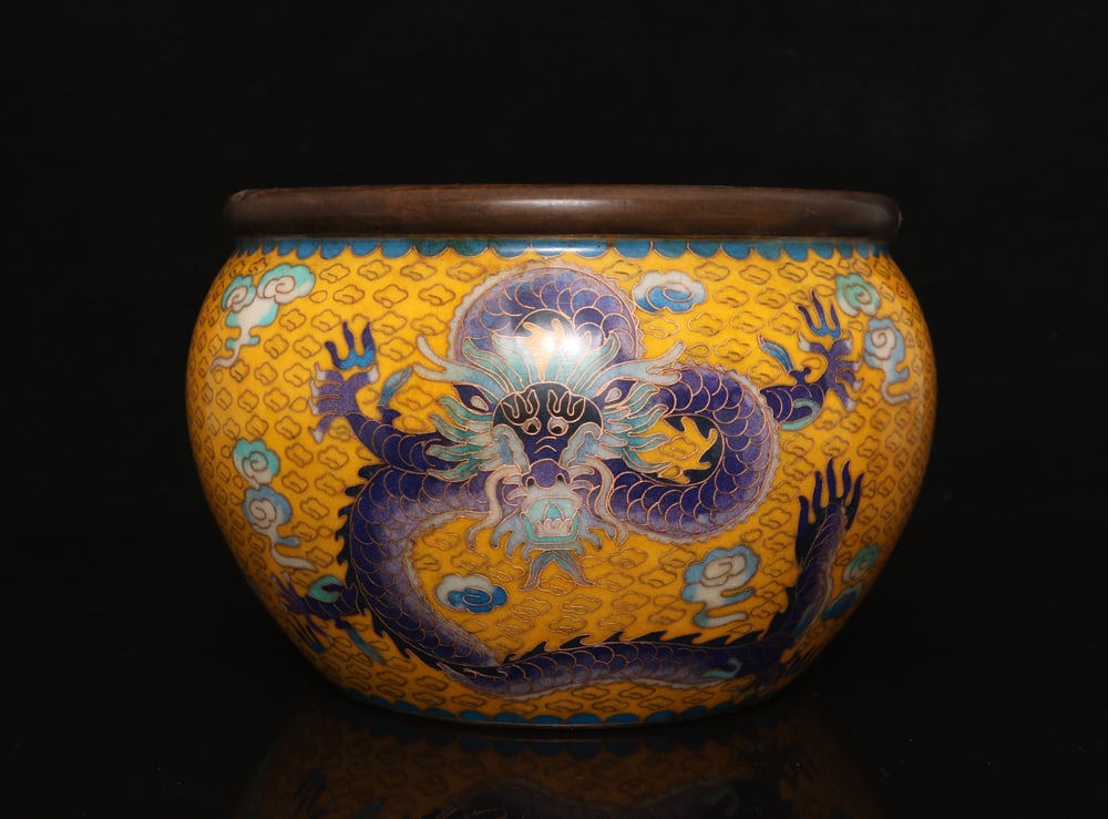 An Exquisite Cloisonne Dragon Pattern Vat - 3