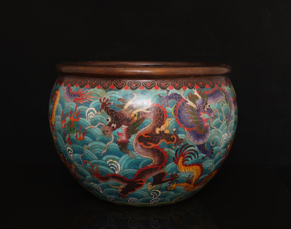 An Exquisite Cloisonne Dragon Pattern Vat - 2