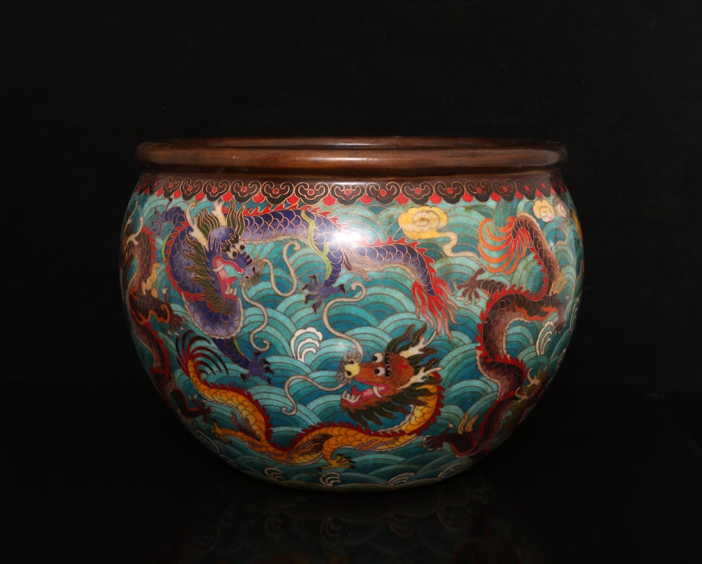 An Exquisite Cloisonne Dragon Pattern Vat - 3