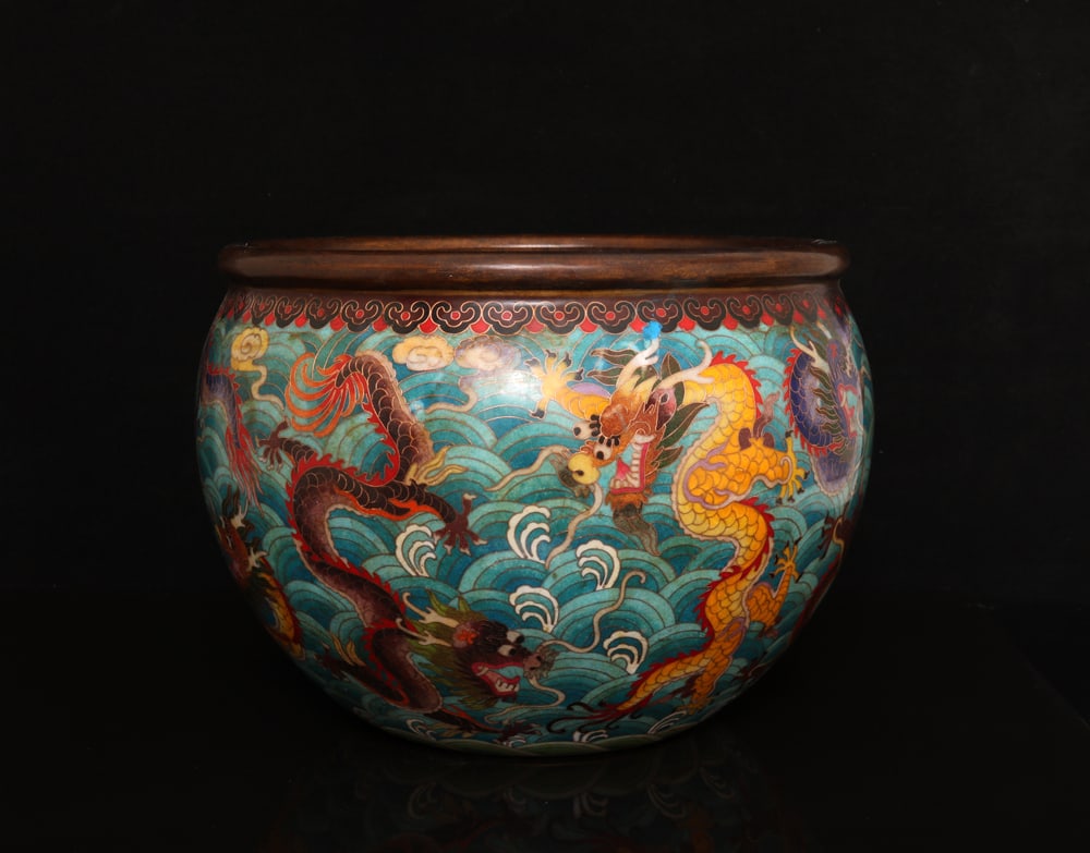 An Exquisite Cloisonne Dragon Pattern Vat - 4