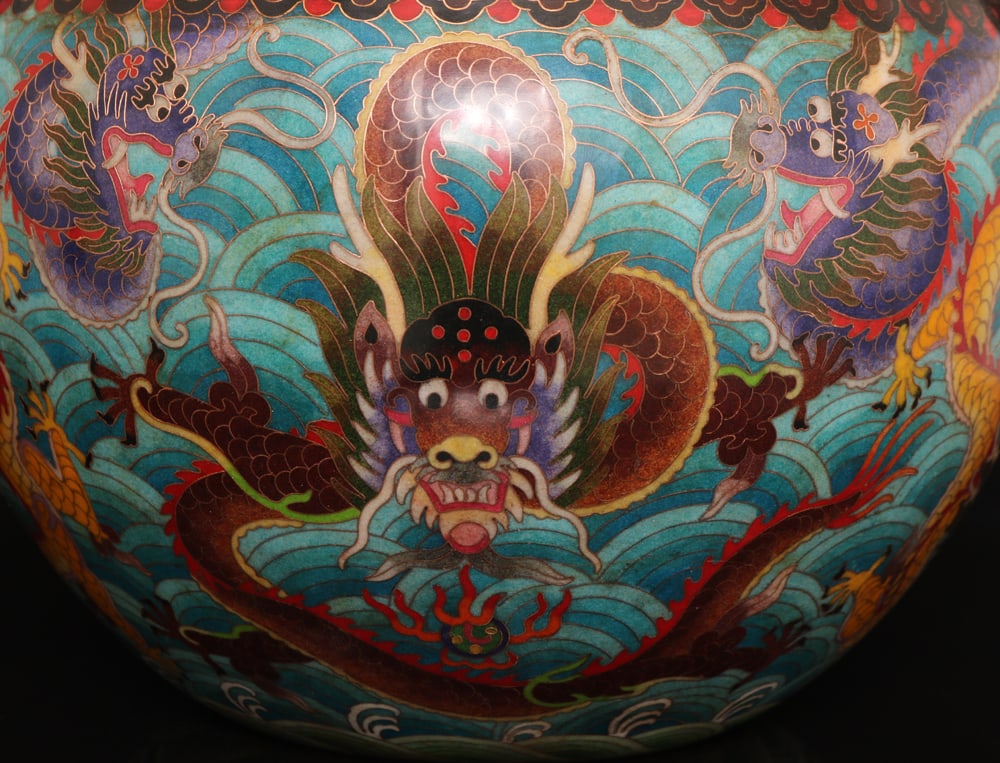 An Exquisite Cloisonne Dragon Pattern Vat - 6