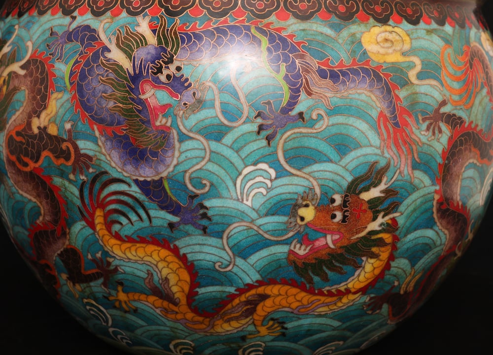 An Exquisite Cloisonne Dragon Pattern Vat - 7