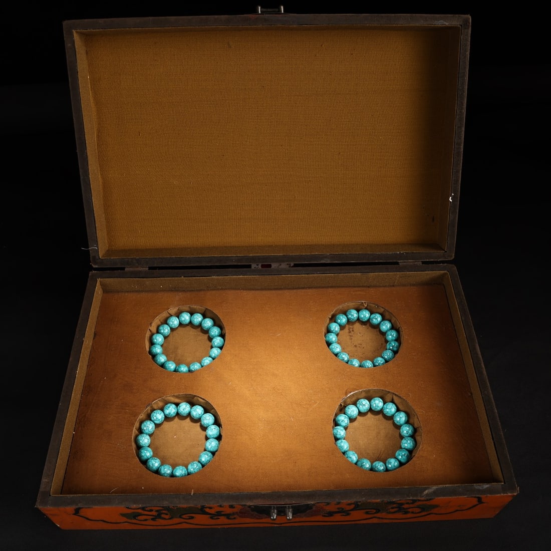 A Set of Exquisite Turquoise Bead Bracelet: A Set of Exquisite Turquoise Bead Bracelet,Qing Dynasty, China,Size:14.6inx10.6in,Weight:60g 一套绿松石手链,中国清代