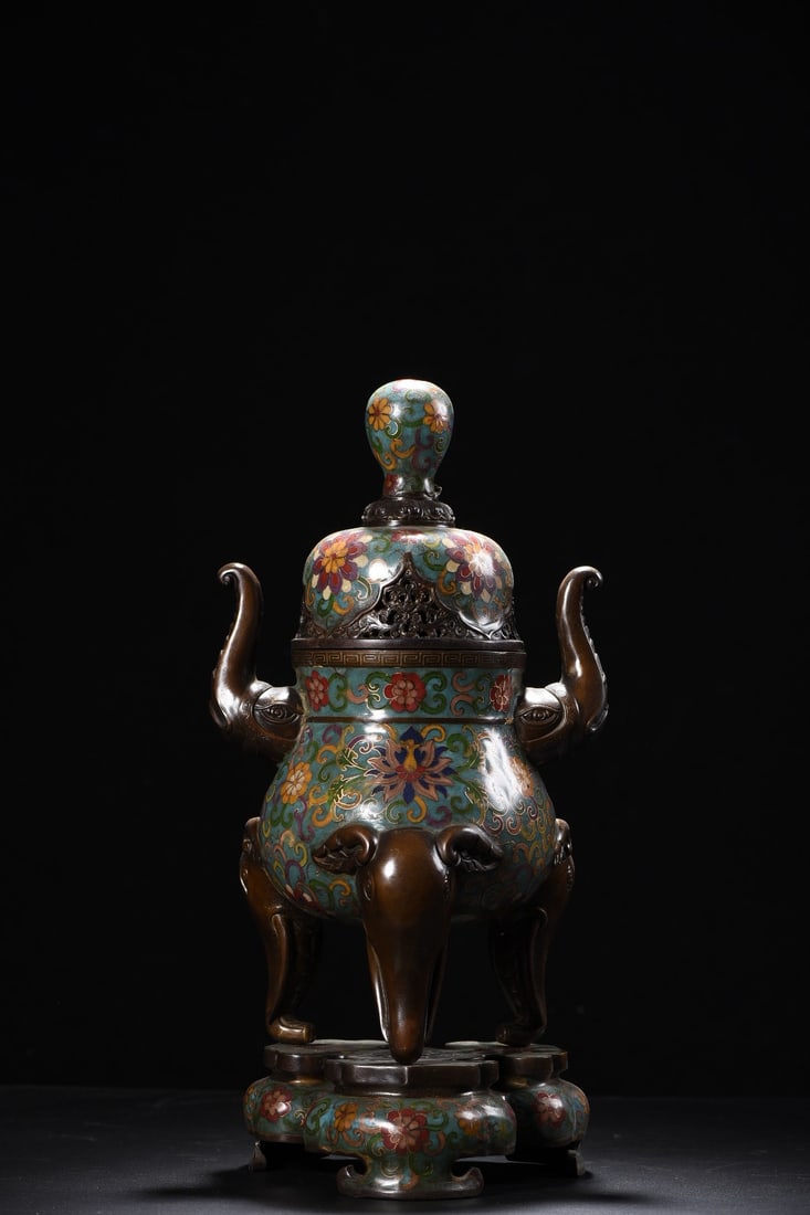 An Exquisite Cloisonne Lotus Pattern Elephant-Ears Censer (1 of 9)