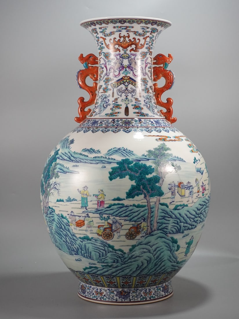 An Exquisite Doucai Figures Pattern Double-Ears Vase - 3